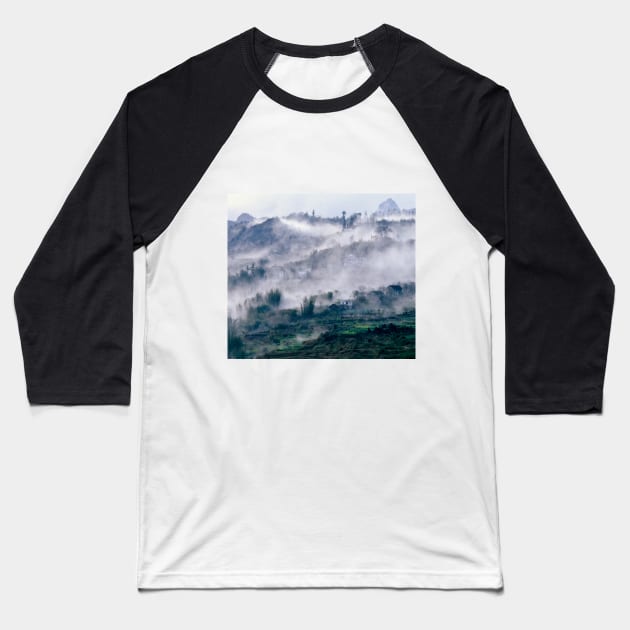 Foggy Mountain in Vietnam Baseball T-Shirt by SILVA_CAPITANA